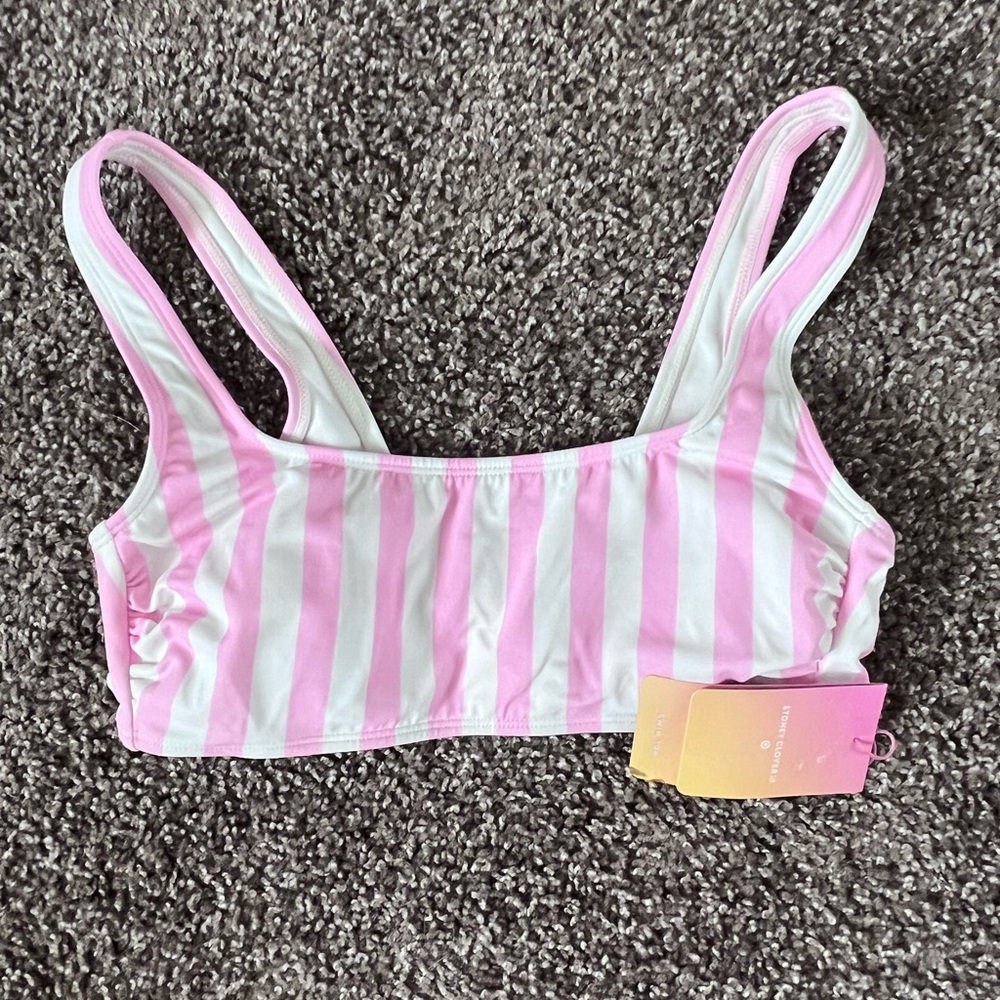 NWT Stoney Clover Lane x Target Pink Stripe Bikini Top Medium Barbiecore